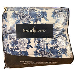 NEW Ralph Lauren Nanking Blue KING Comforter Dragon Chinoiserie Asian Rare READ